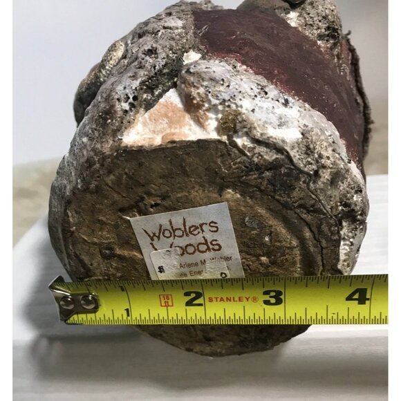 1995 Enesco Arlene Wobler Folk Art Woblers Woods Santa Figures Set of 2 - Picture 9 of 16